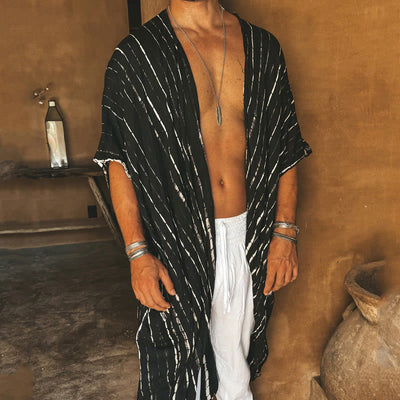 Olivenorma Herren-Strandcardigan, locker, schwarz/weiß gestreift - 2XL - image 1