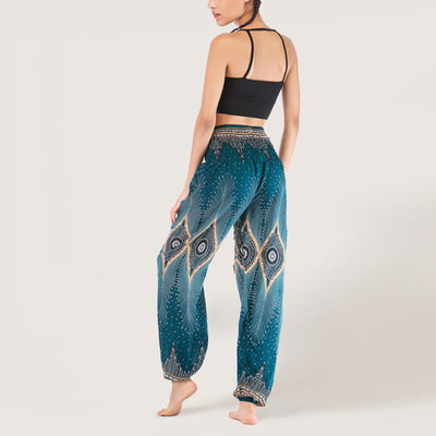 Olivenorma Boho Mandala Viskose Damen Haremshose mit elastischer Taille