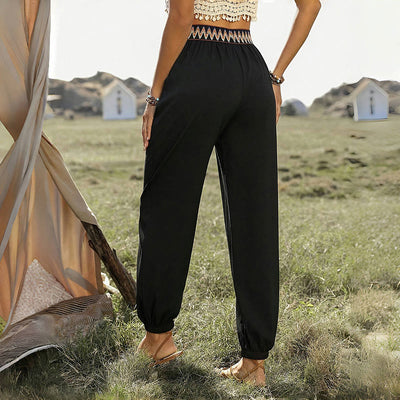Olivenorma Bohemian Ethnic Schwarze Haremshose