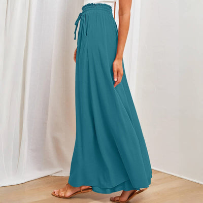 Olivenorma Einfarbige Palazzo-Hose für Damen mit hoher Taille und Taschen - image 3
