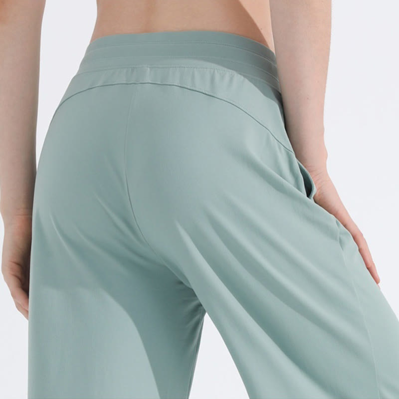 Olivenorma Einfarbige, lässige, lockere, gebürstete Damenhose mit weitem Bein