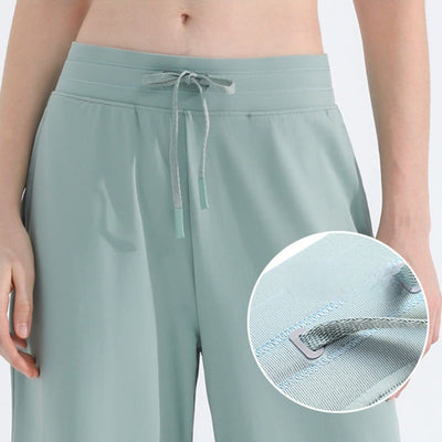 Olivenorma Einfarbige, lässige, lockere, gebürstete Damenhose mit weitem Bein