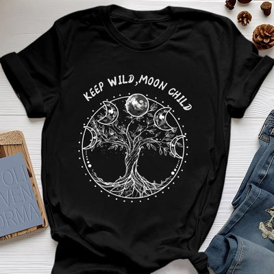 Olivenorma "KEEP WILD, MOON CHILD" Baum des Lebens Mondphase T-Shirts - Schwarz - 2XL - image 6