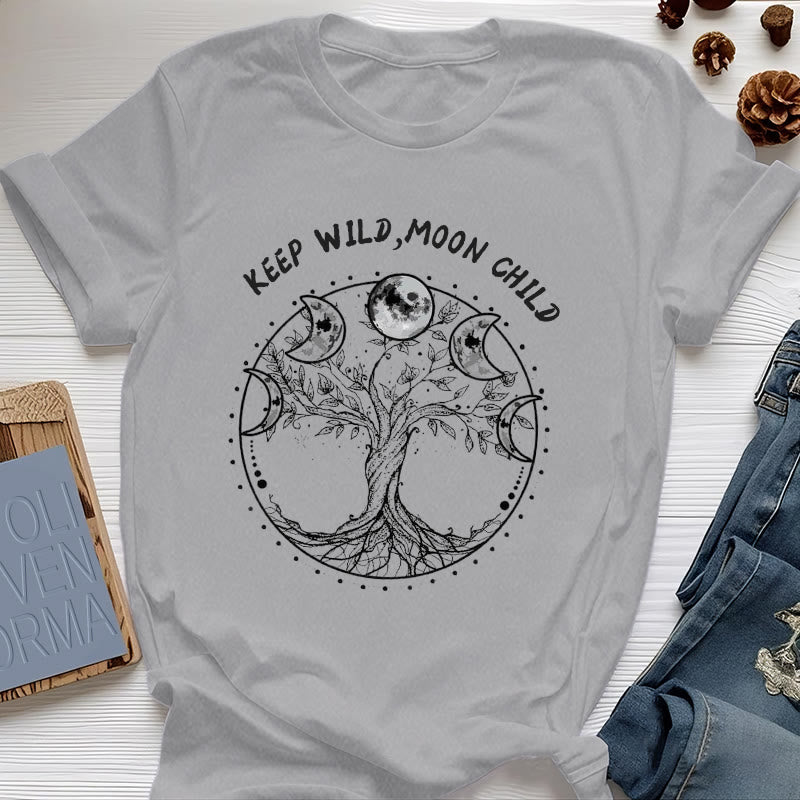 Olivenorma "KEEP WILD, MOON CHILD" Baum des Lebens Mondphase T-Shirts - Grau - 2XL - image 8