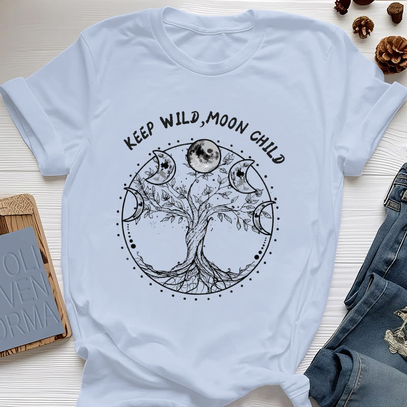 Olivenorma "KEEP WILD, MOON CHILD" Baum des Lebens Mondphase T-Shirts - Blau - 2XL - image 12