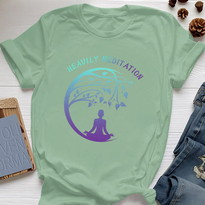 Olivenorma "HEAVILY MEDITATION" Baum des Lebens Yoga T-Shirt  - Hellgrün - 2XL - image 19