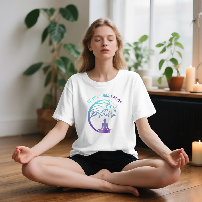 Olivenorma "HEAVILY MEDITATION" Baum des Lebens Yoga T-Shirt  - image 3