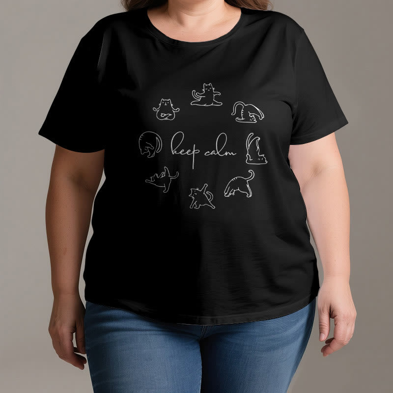 Olivenorma Süßes lustiges Katzen-Yoga-T-Shirt
