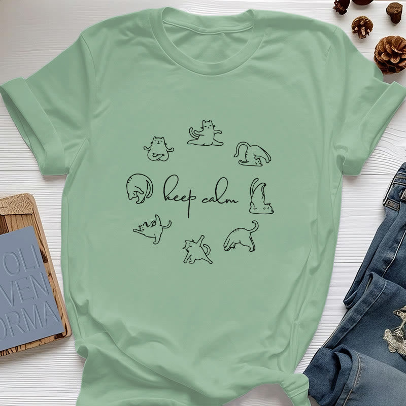 Olivenorma Süßes lustiges Katzen-Yoga-T-Shirt