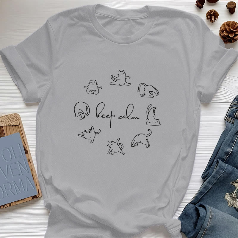 Olivenorma Süßes lustiges Katzen-Yoga-T-Shirt