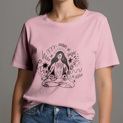 Olivenorma Graffiti Strichzeichnung Yoga Mädchen T-Shirt