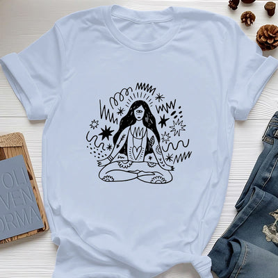 Olivenorma Graffiti Strichzeichnung Yoga Mädchen T-Shirt