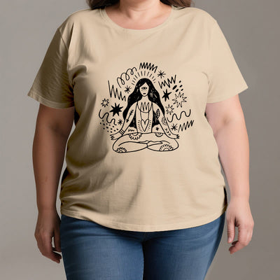 Olivenorma Graffiti Strichzeichnung Yoga Mädchen T-Shirt