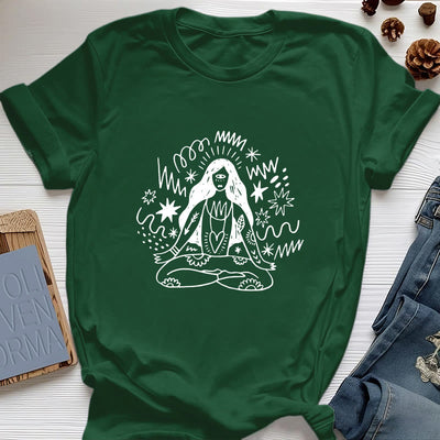 Olivenorma Graffiti Strichzeichnung Yoga Mädchen T-Shirt