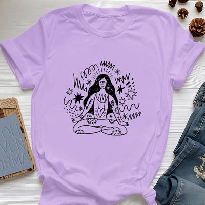 Olivenorma Graffiti Strichzeichnung Yoga Mädchen T-Shirt