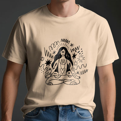Olivenorma Graffiti Strichzeichnung Yoga Mädchen T-Shirt