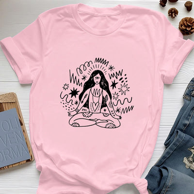 Olivenorma Graffiti Strichzeichnung Yoga Mädchen T-Shirt