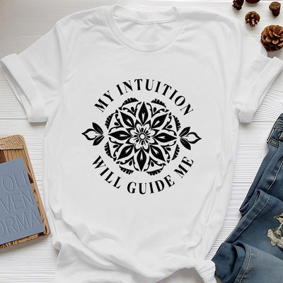 Olivenorma T-Shirt mit Blumenmuster „Meine Intuition wird mich leiten“ - Weiß - 2XL - image 6