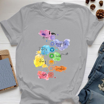 Olivenorma "ICH BIN" 7 Chakra Energie Yoga T-Shirt - Grau - 2XL - image 8
