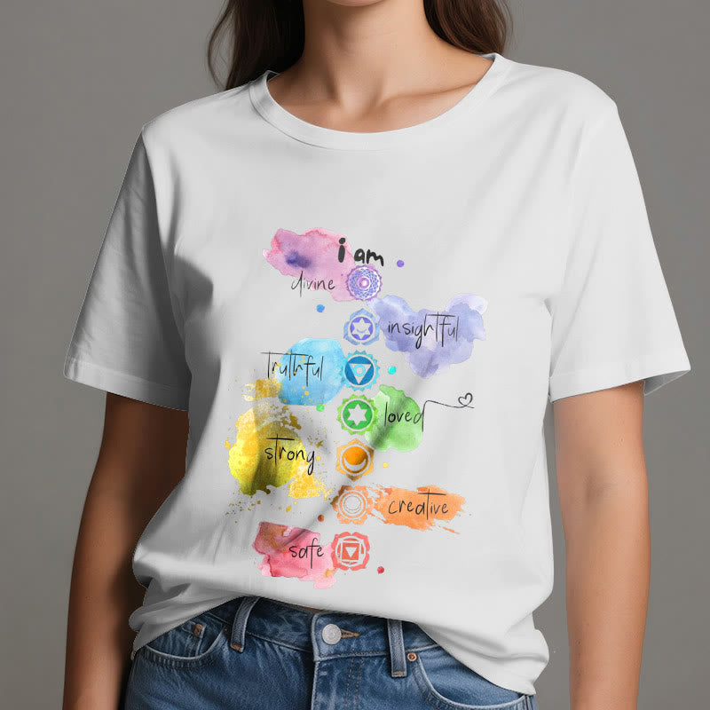 Olivenorma "ICH BIN" 7 Chakra Energie Yoga T-Shirt - image 2