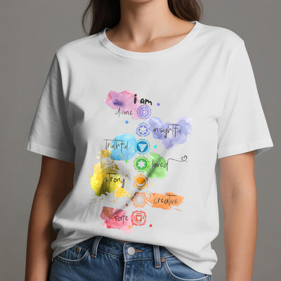 Olivenorma "ICH BIN" 7 Chakra Energie Yoga T-Shirt - image 2