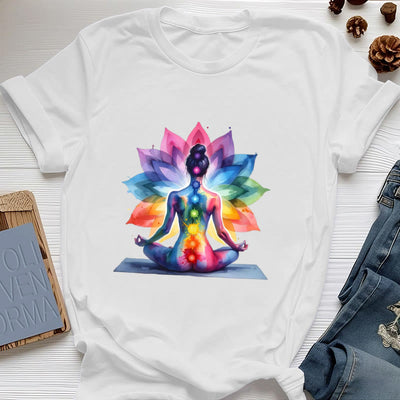 Olivenorma 7 Chakra Meditation Lotus T-Shirt - Weiß - 2XL - image 1