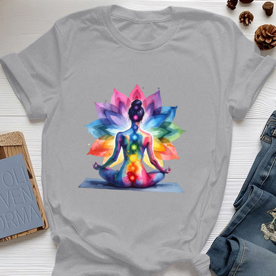 Olivenorma 7 Chakra Meditation Lotus T-Shirt - Grau - 2XL - image 8