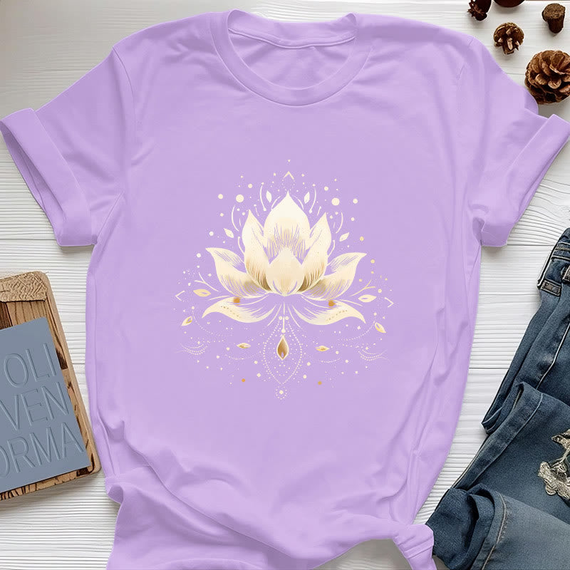 Olivenorma Blühender Lotus T-Shirt aus reiner Baumwolle - Lila - 2XL - image 16