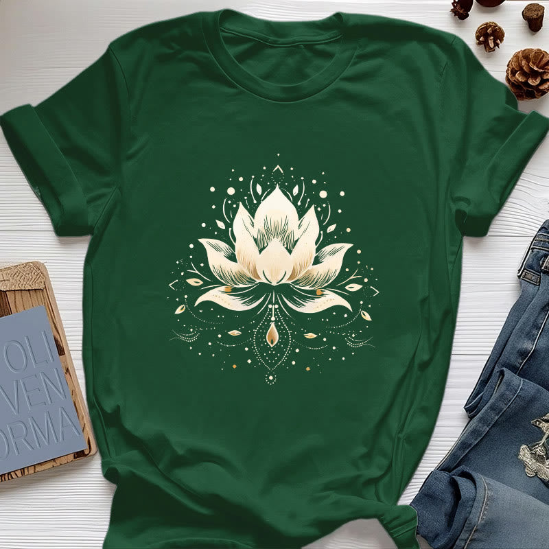 Olivenorma Blühender Lotus T-Shirt aus reiner Baumwolle - Dunkelgrün - 2XL - image 20