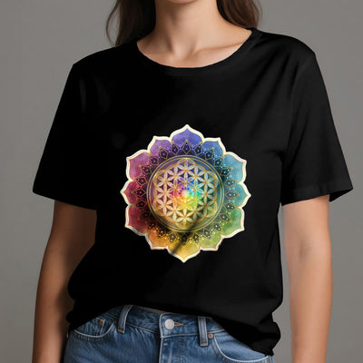 Olivenorma 7 Chakra Medala Blume des Lebens Baumwoll-T-Shirt - image 7