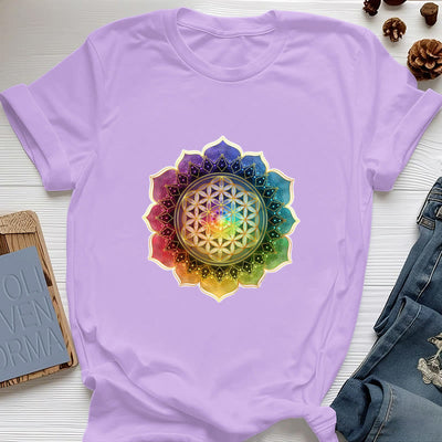 Olivenorma 7 Chakra Medala Blume des Lebens Baumwoll-T-Shirt - Lila - 2XL - image 16