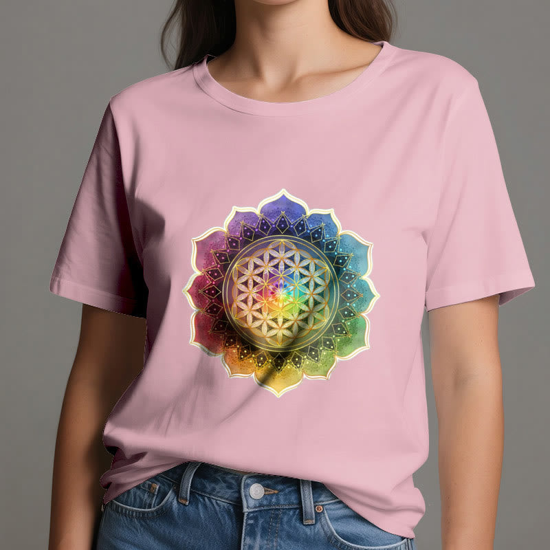 Olivenorma 7 Chakra Medala Blume des Lebens Baumwoll-T-Shirt - image 15