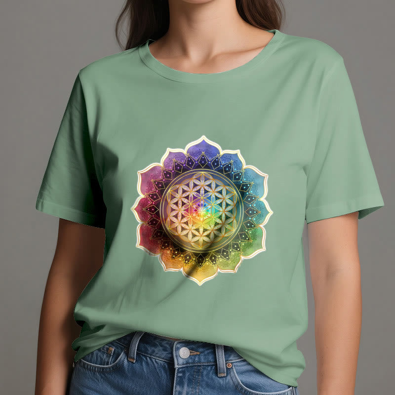 Olivenorma 7 Chakra Medala Blume des Lebens Baumwoll-T-Shirt - image 19