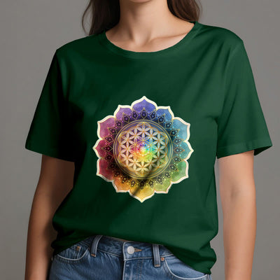 Olivenorma 7 Chakra Medala Blume des Lebens Baumwoll-T-Shirt - image 21