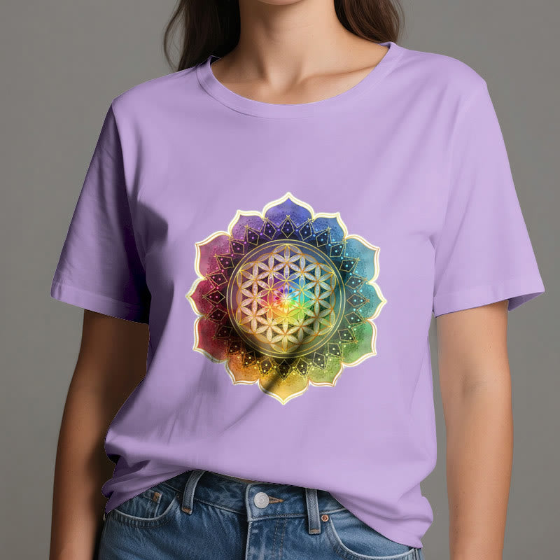 Olivenorma 7 Chakra Medala Blume des Lebens Baumwoll-T-Shirt - image 17