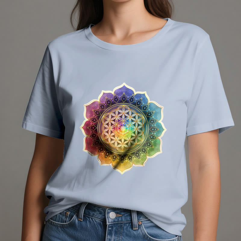 Olivenorma 7 Chakra Medala Blume des Lebens Baumwoll-T-Shirt - image 13