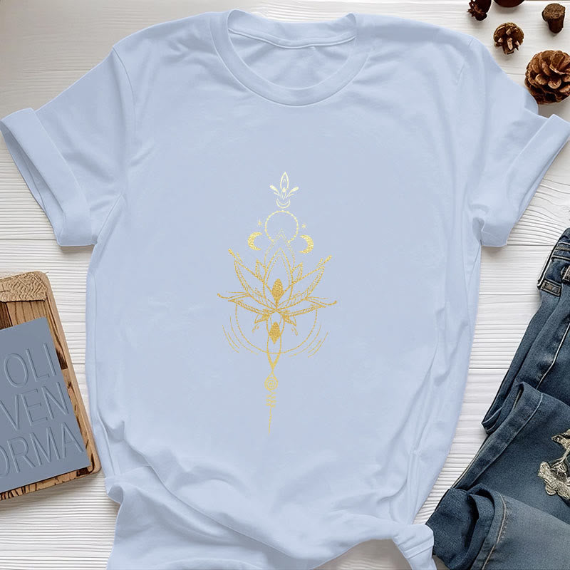 Olivenorma Mondphasen-Lotus-Schutz-Baumwoll-T-Shirt - Blau - 2XL - image 14