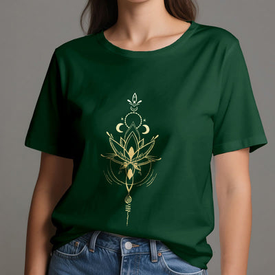 Olivenorma Mondphasen-Lotus-Schutz-Baumwoll-T-Shirt - image 2