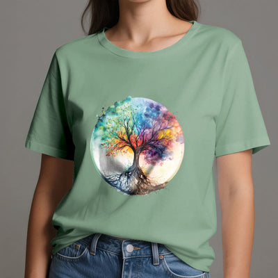 Olivenorma Regenbogen Baum des Lebens Spirituelles Baumwoll-T-Shirt - image 19