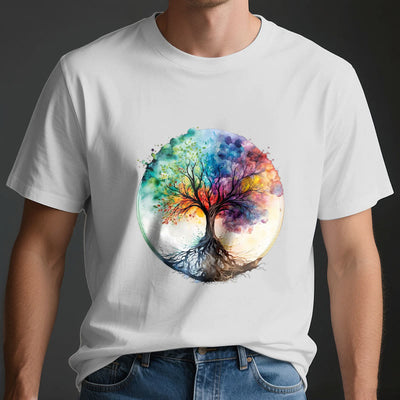 Olivenorma Regenbogen Baum des Lebens Spirituelles Baumwoll-T-Shirt - image 4