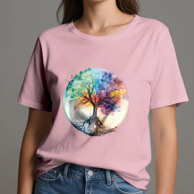 Olivenorma Regenbogen Baum des Lebens Spirituelles Baumwoll-T-Shirt - image 15
