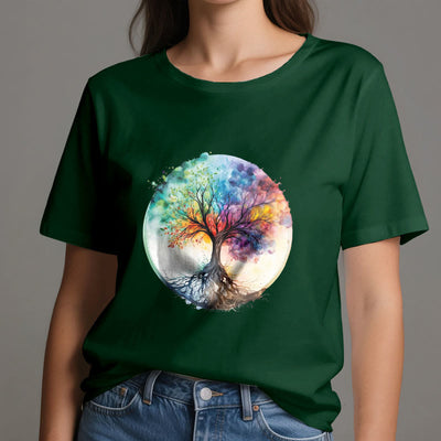 Olivenorma Regenbogen Baum des Lebens Spirituelles Baumwoll-T-Shirt - image 21