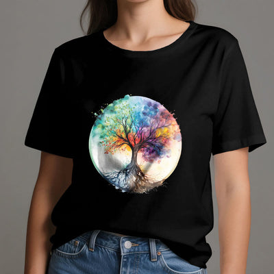 Olivenorma Regenbogen Baum des Lebens Spirituelles Baumwoll-T-Shirt - image 7