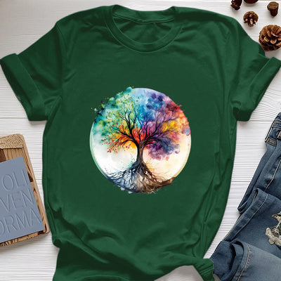 Olivenorma Regenbogen Baum des Lebens Spirituelles Baumwoll-T-Shirt - Dunkelgrün - 2XL - image 20