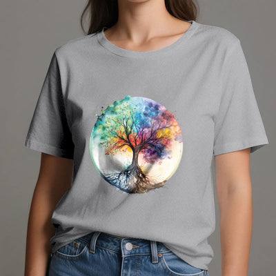 Olivenorma Regenbogen Baum des Lebens Spirituelles Baumwoll-T-Shirt - image 9