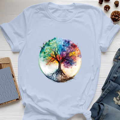 Olivenorma Regenbogen Baum des Lebens Spirituelles Baumwoll-T-Shirt - Blau - 2XL - image 12
