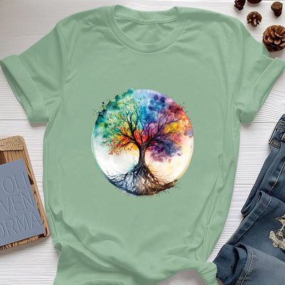 Olivenorma Regenbogen Baum des Lebens Spirituelles Baumwoll-T-Shirt - Hellgrün - 2XL - image 18