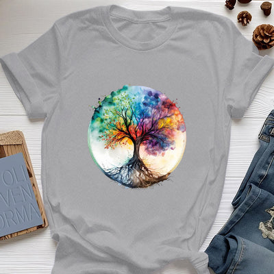 Olivenorma Regenbogen Baum des Lebens Spirituelles Baumwoll-T-Shirt - Grau - 2XL - image 8