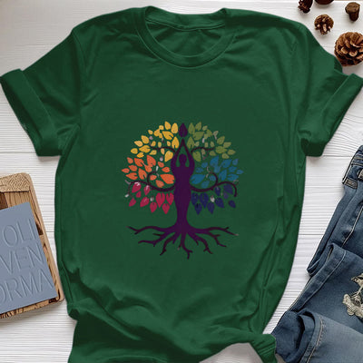 Olivenorma Yoga Baum Spirituelles Baumwoll-T-Shirt - Dunkelgrün - 2XL - image 20