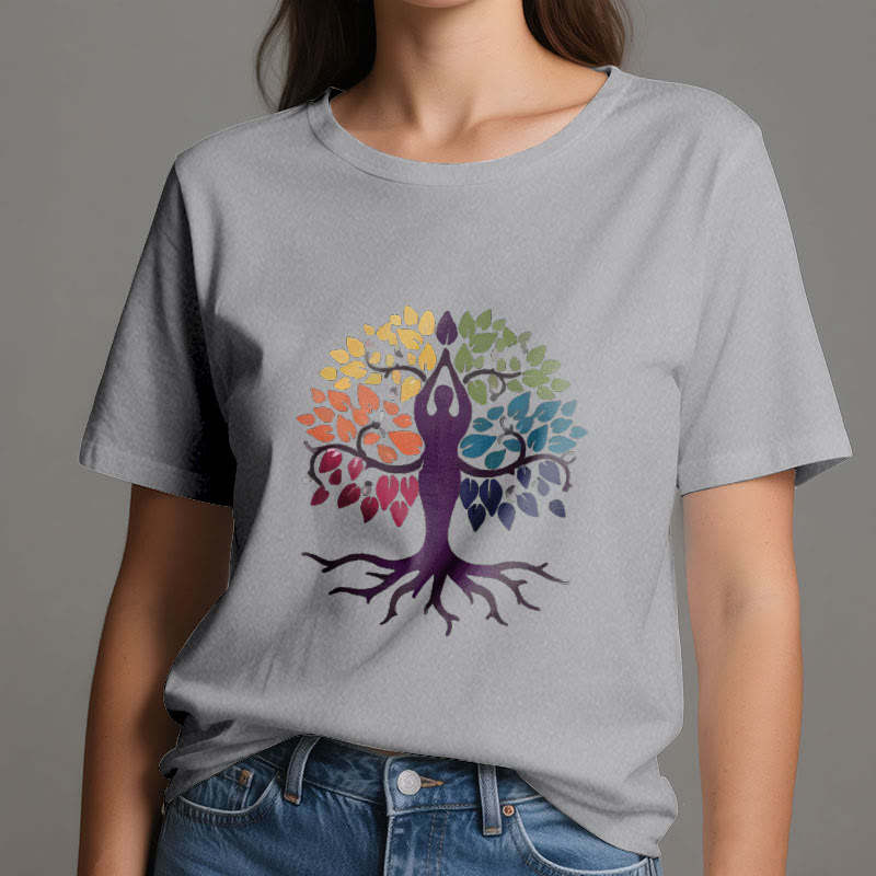 Olivenorma Yoga Baum Spirituelles Baumwoll-T-Shirt - image 9